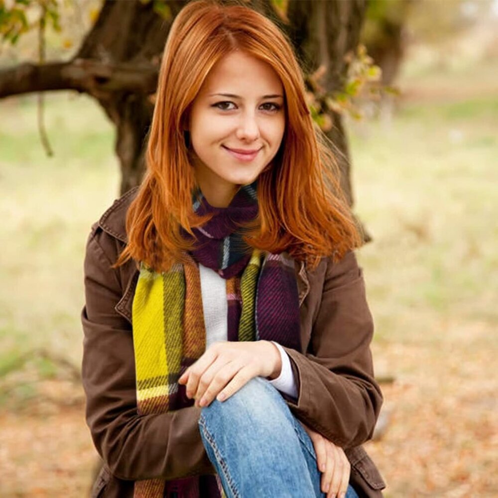 Womens Scarf Fashion Long Plaid Shawls Wraps Big Grid Winter Warm Lattice Large - Picture 4 of 6
